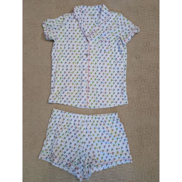 Roller Rabbit Stoney Clover Pajama Set Women Large Palm Dreams Pima Cotton - Picture 1 of 6